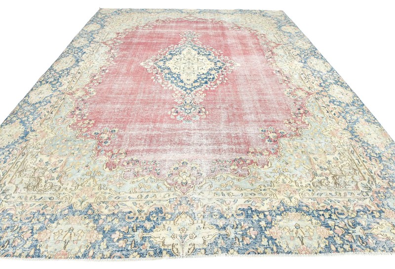 Handmade Muted Floral Distressed Oriental Rug Vintage Living Room Carpet 9X12 ft gallery