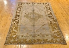 Bohemian Antique 1900-1939’s Muted Natural Dye Distressed Oushak Rug 9’4”x4’6”ft