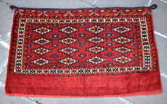Antique Tribal Rug 47” x 29” Turkoman Tribal Mafrash Camel Bag Chuval Wool Rug