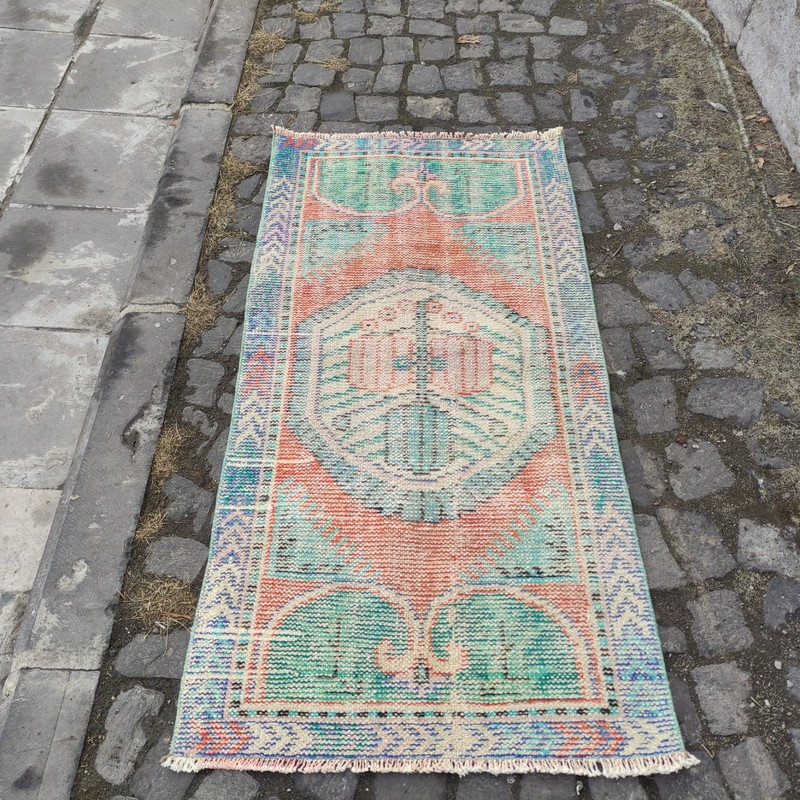 2x5 Turkish kitchen rug 2.4 x 4.82 ft Vintage Handmade rug 73 x 147 cm runner gallery