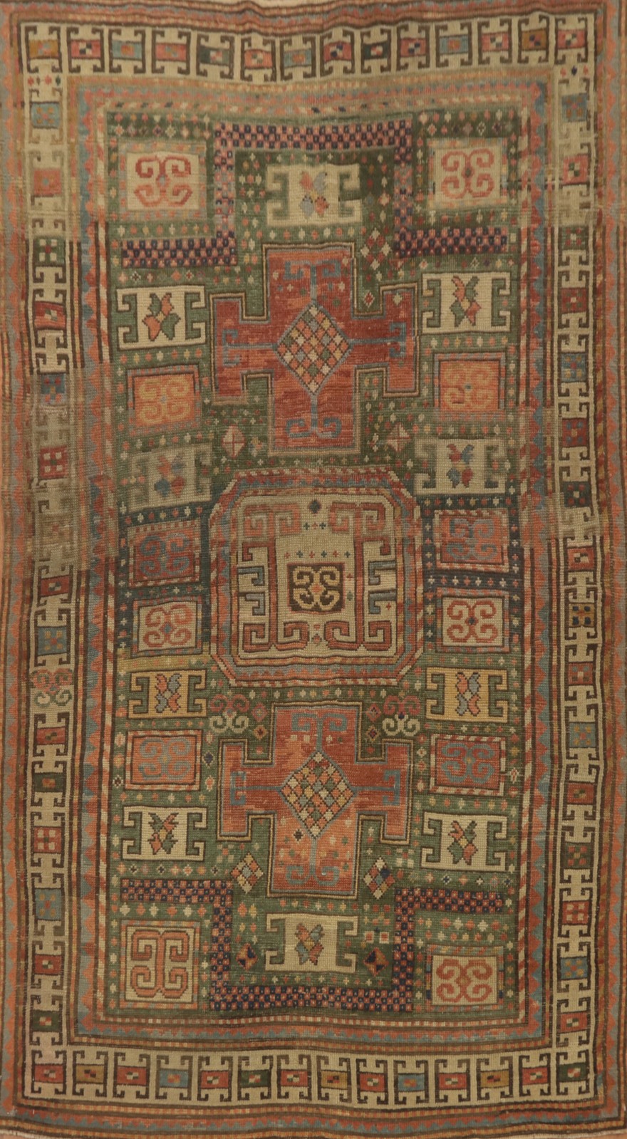 Pre-1900 Antique Kazak Vegetable Dye Rug 4x7 ft Hand-knotted Wool Old Carpet gallery