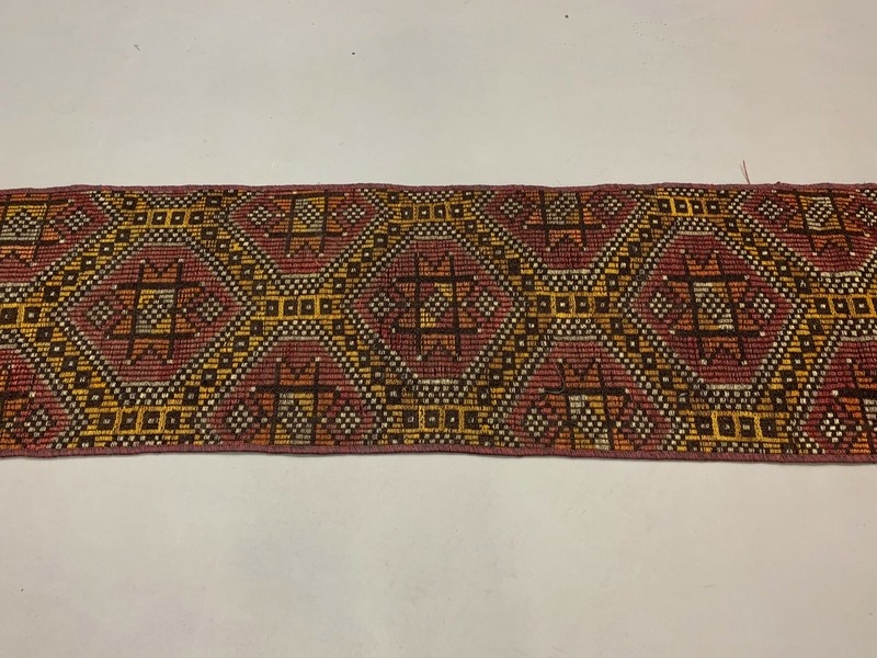 Old Turkish narrow Kilim Runner 315x51 cm, shabby chic, vintage kelim Red Black gallery