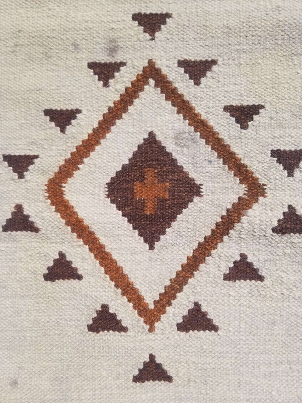 Fine Vintage Traditional Hand Made Oriental Wool Beige Brown Kilim 117x38cm gallery