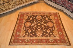 4×4 ft. FINE QUALITY Genuine handmade brown rug square hand-knotted Beige 4’x4′
