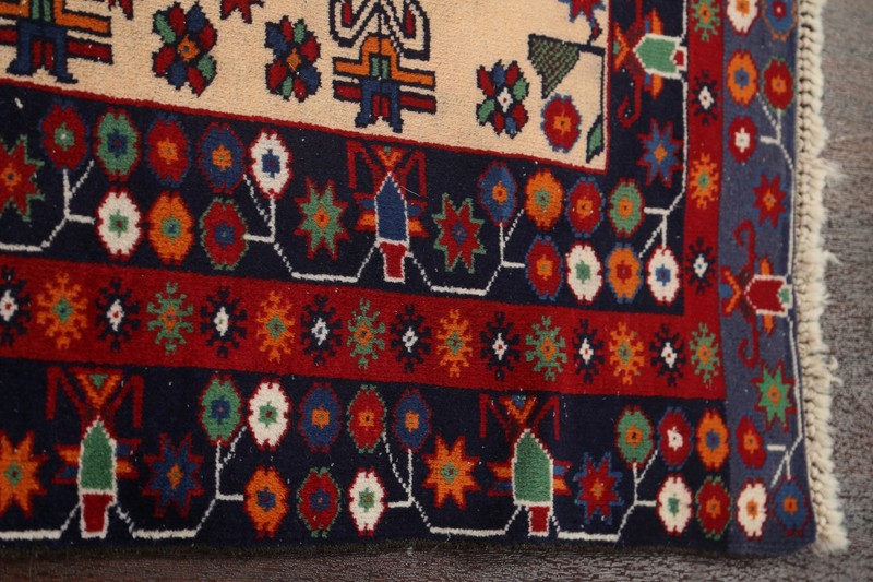 Vintage Geometric Traditional Oriental Area Rug Hand-knotted Wool 3x6 ft Carpet gallery