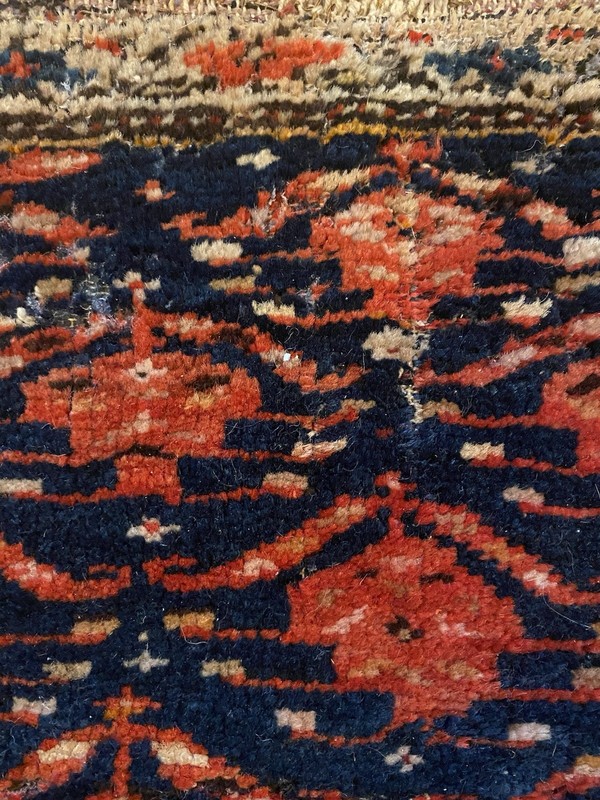 Vintage Rug Piece Blue Hand Knotted Wool 1' 6 x 1' 8 gallery