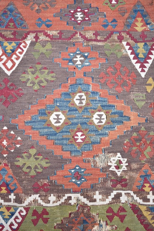 Fabulous Antique Anatolian Cappadocia Fragment Aksaray Kilim Collectors Item Rug gallery