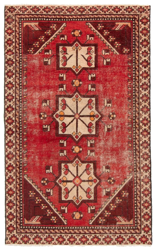 Vintage Traditional Hand-Knotted Area Rug 3'6" x 5'10" Oriental Wool Carpet