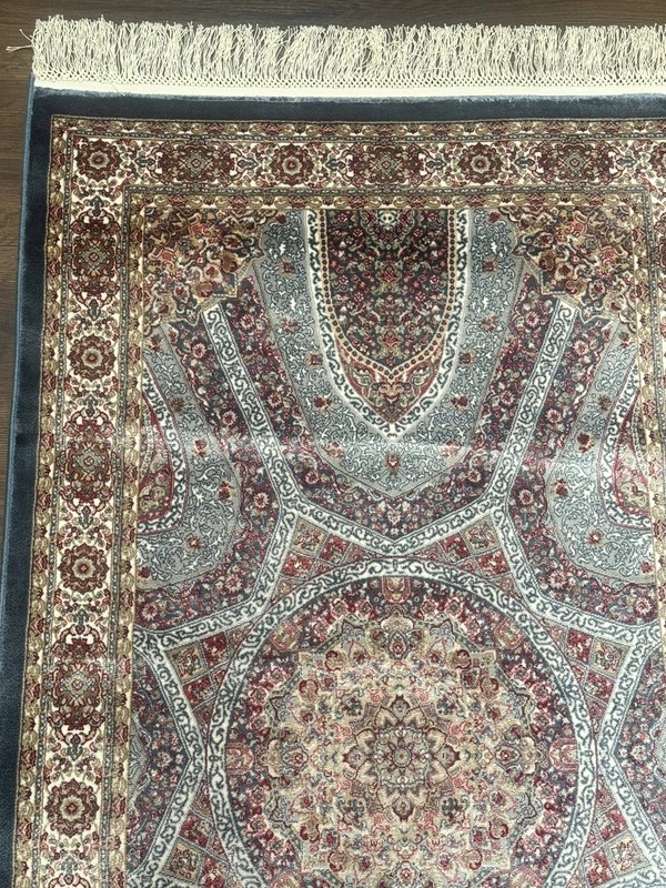 Turkish Silk Runner Rug 2.6 x 10, Light Blue Carpet, Bamboo Silk, New gallery