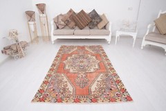 Soft Turkish Area Rug Vintage Rug Oushak Rug 4×7 Neutral Rug Anatolian Rug 188