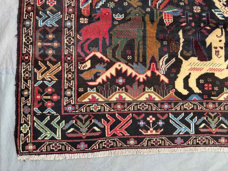 4x7 Vintage Afghan Hand-Knotted Pictorial Rug Animal & Tree Of Life Oriental Rug gallery