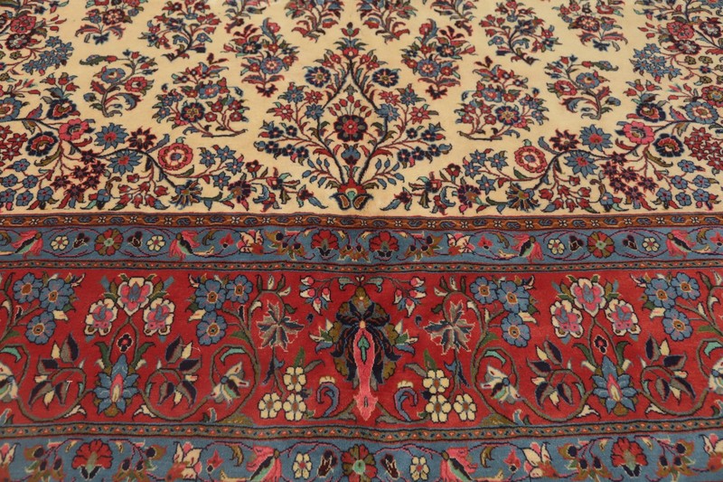 Vegetable Dye Ivory Wool Handmade Large Rug Traditional Vintage Carpet 11x16 gallery