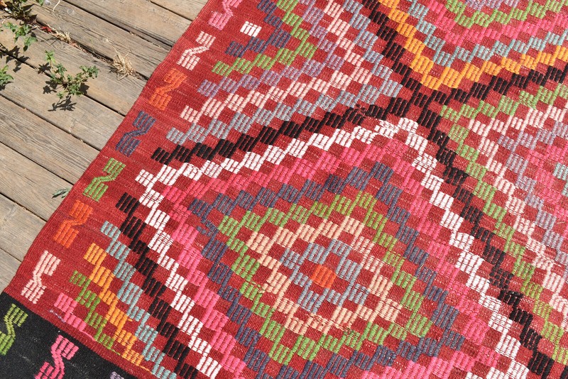 Turkish Kilim 6x10 Size Handmade Adana Wool Multicolor Cicim Tent Rug 192x310cm gallery
