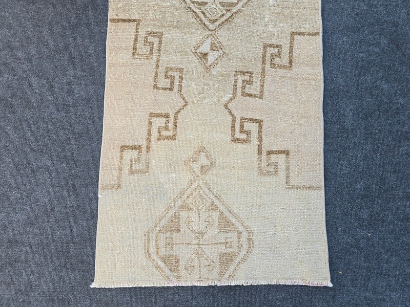 2' x 9' Vintage Neutral Runner Rug, Turkish Oushak Wool Beige Hallway Runner gallery