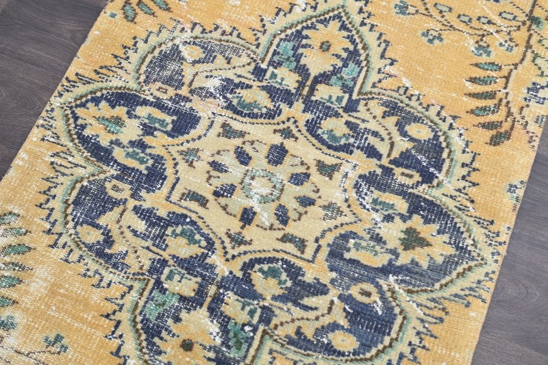 Vintage Turkish Runner Rug 3x10ft Wool Anatolian Handmade Hallway Oushak ORANGE gallery