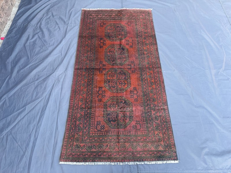 Terracotta Vintage Turkmen Bukhara Rug Faded Tribal Wool Handmade Rare Area Rug gallery