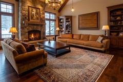 Vintage Oriental Area Rug 13×13.6 ft Navy Rust – Oversized Square Luxury Decor