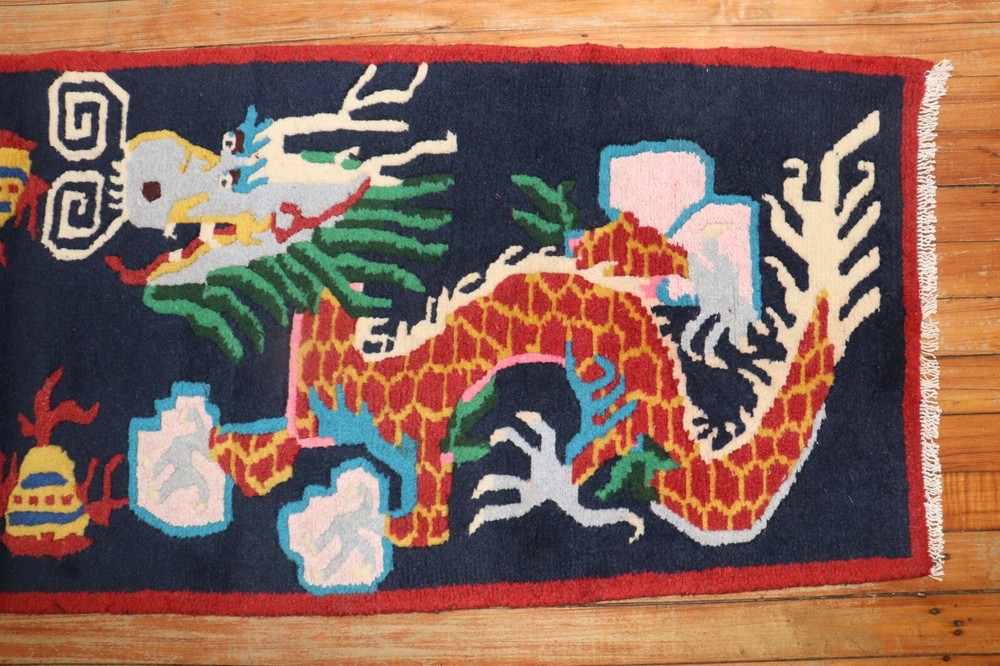 Vintage Tibetan Dragon Rug Size 2'x6'3''