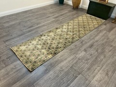 Green Runner Rug, Handmade Runner Rug, Vinatge Runner Rug, 2.6 x 9.6 ft