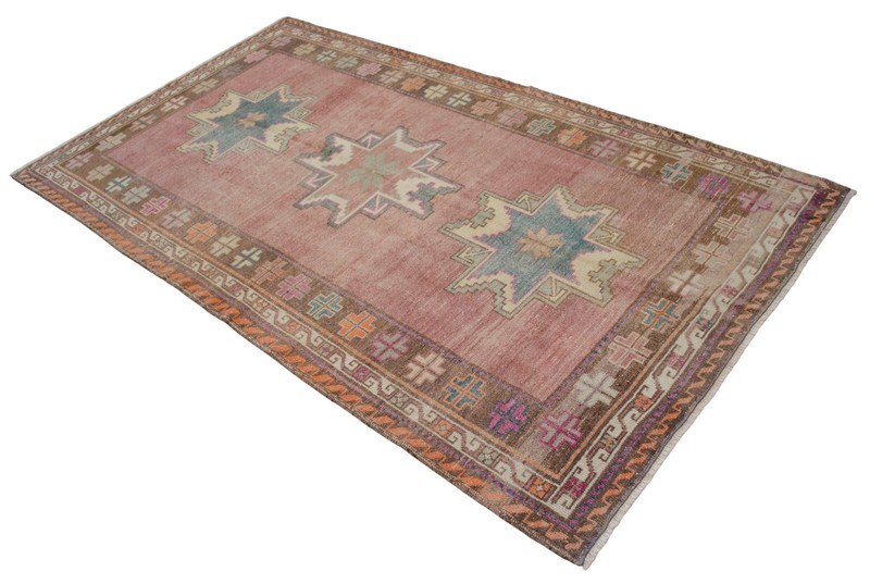 4x8 Rug Handmade Area Rug Low Pile Turkish Tribal Wool Rug Ethnic Rug 4′4″x7′7″ gallery