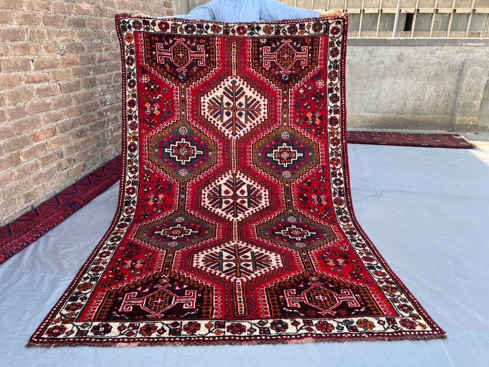 5x7.8 ft Antique 1940s Hand Knotted Caucasian Rug Persian Style Soft Pile Carpet
