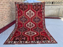 5×7.8 ft Antique 1940s Hand Knotted Caucasian Rug Persian Style Soft Pile Carpet