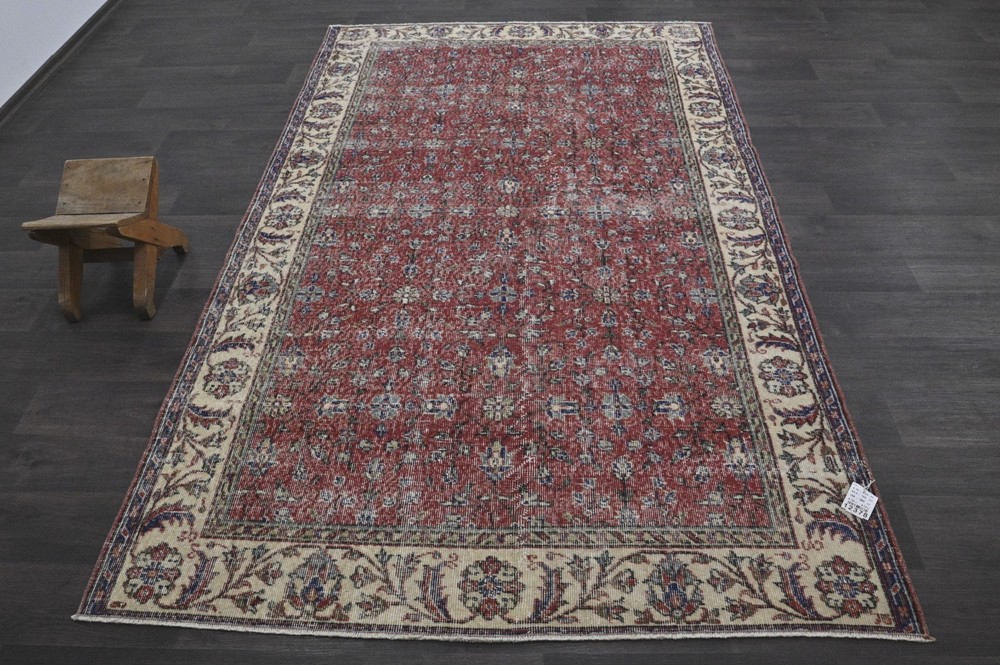 Oushak Turkish Vintage Rug 5x8 Kilim Rug Anatolian Handmade Boho Decor RED