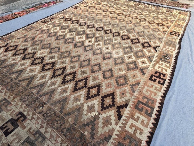 9'8 x 16'3 ft Vintage Afghan Kilim Flatweave Wool Large Muted Traditional Rug gallery