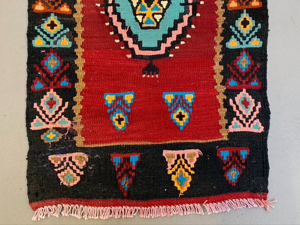 Vintage Turkish Mini Kilim 99x55 cm Wool Small Kelim Runner, shabby Chic gallery