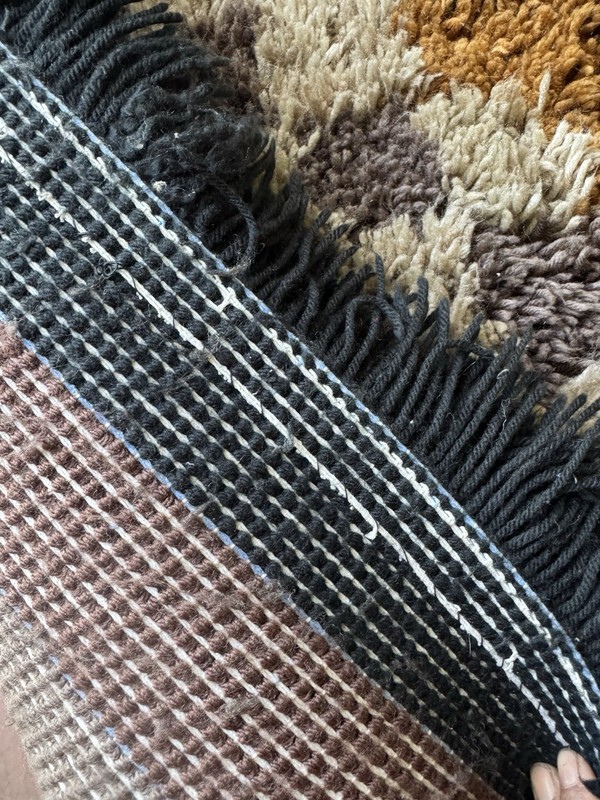 Multi-Color High Pile Geometric Rya Rug from, 1970s gallery
