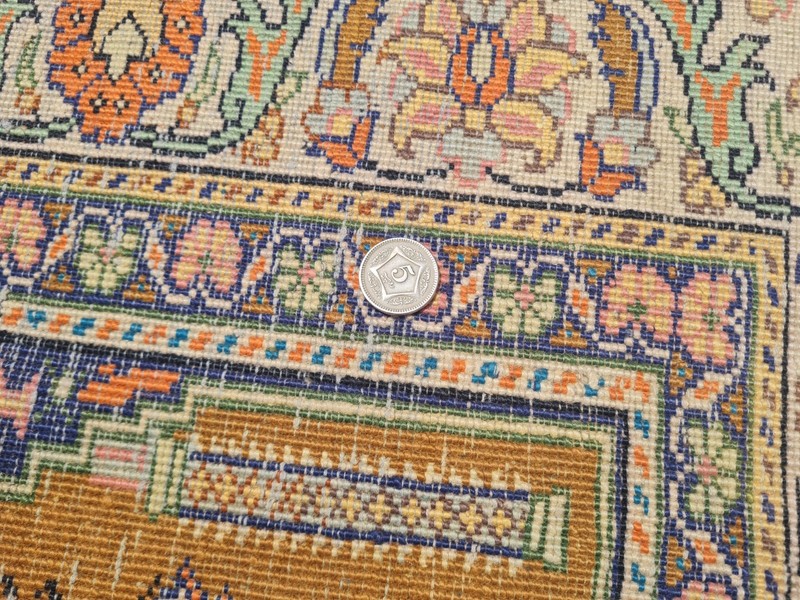 Amazing Hand Knotted Vintage Turkish Kaisery Qaisery Silk Area Rug 4.3 x 3.0 Ft gallery