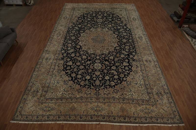 Palace Size Handmade Antique Rug 13x24 Navy Blue Wool Living Room Vintage Carpet gallery