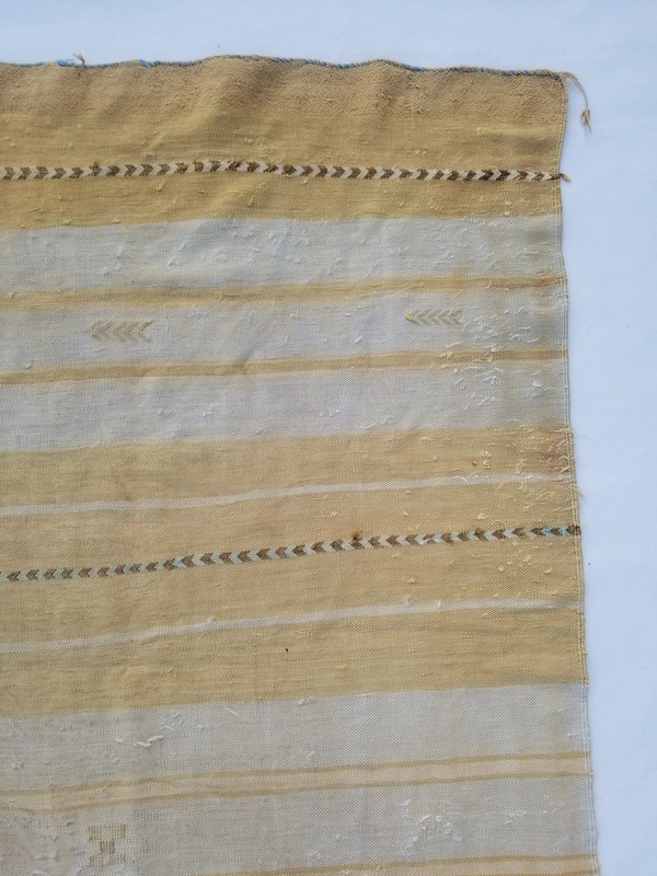 Fine Vintage Traditional Hand Made Oriental Wool Beige Kilim Rug 246x133cm gallery