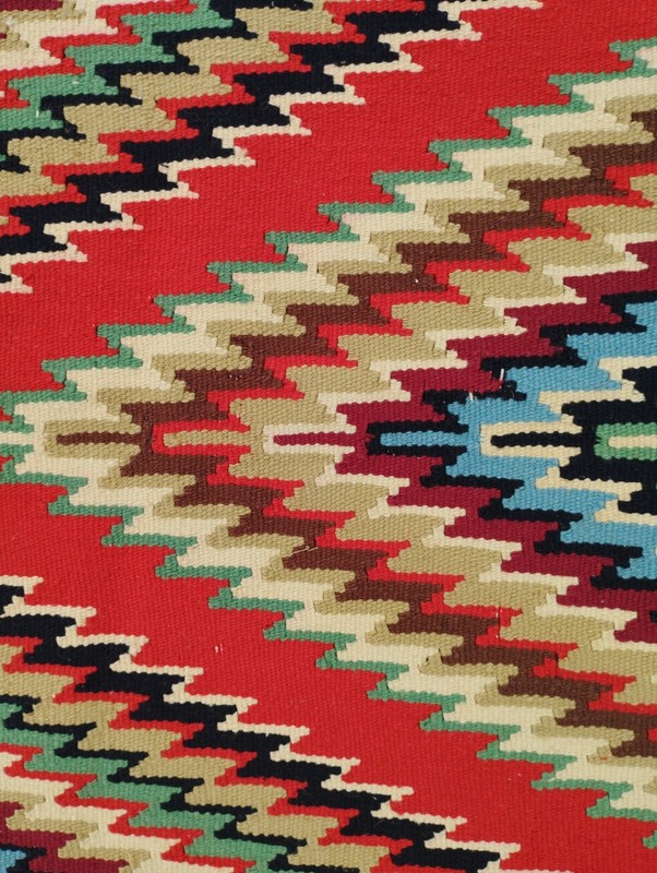 Vintage Handmade Turkish Geometric Wool Kilim Rug Carpet 196x113 cm gallery