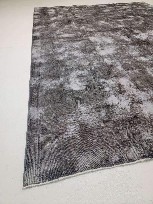 Antique Oriental Hand-Knotted Wool Area Rug Distressed Charcoal 9'7" x 12'9" gallery