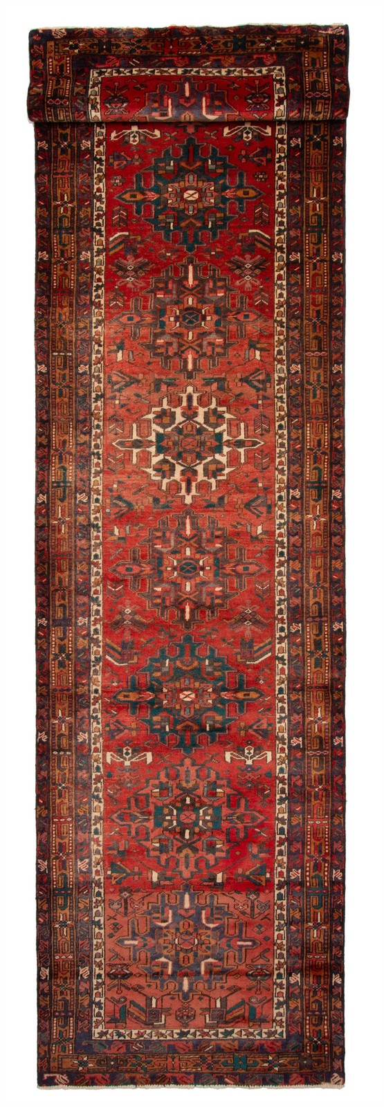 3'11" x 15'1" Vintage Hand-knotted Runner Rug Traditional Oriental Wool Carpet gallery