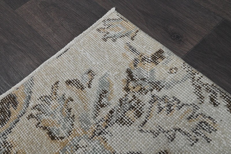 Vintage Turkish Runner Rug 2x8ft Wool Anatolian Handmade Hallway Oushak BEIGE gallery