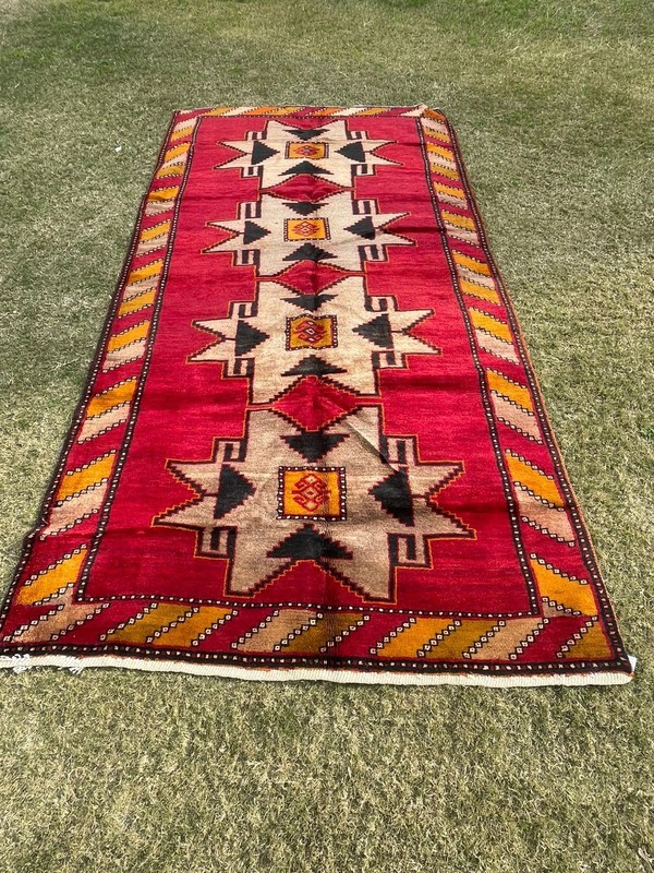 160 X 315 COLLECTORS ITEM Stunning Vintage Natural Vegi Caucasian Star Kazak Rug gallery