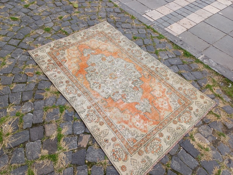 Very Old Kayseri Area Rug 3.31 x 5.12 ft , Handmade 3x5 Kitchen Rug 101 x 156 cm gallery