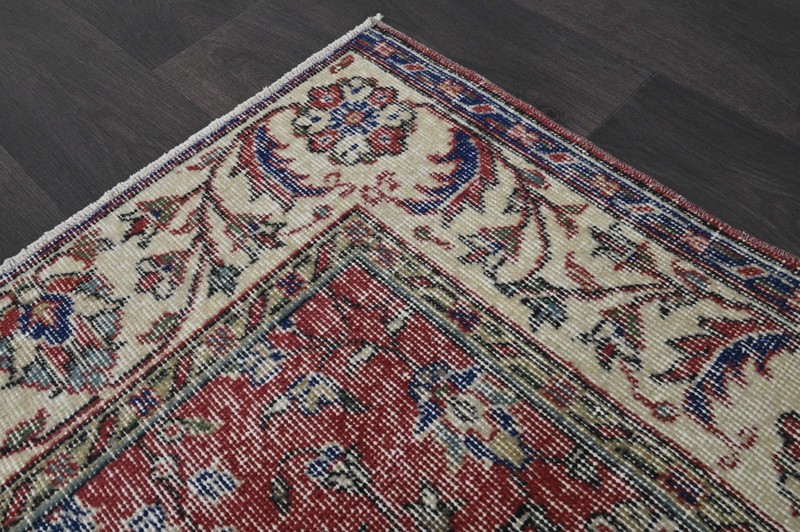 Oushak Turkish Vintage Rug 5x8 Kilim Rug Anatolian Handmade Boho Decor RED gallery