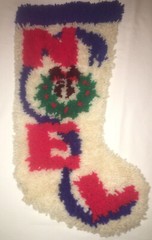 Vintage Mid Century Modern Shag Art Rya Handmade Christmas Stocking Latch Hook