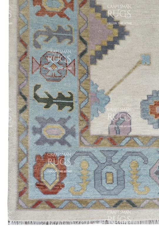 9x12 ft L.t. Blue & Ivory Handmade Oushak Living Area , Oriental Floor Rug gallery