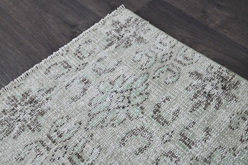 Vintage Turkish Runner Rug 2x6ft Wool Anatolian Handmade Hallway Oushak BEIGE gallery