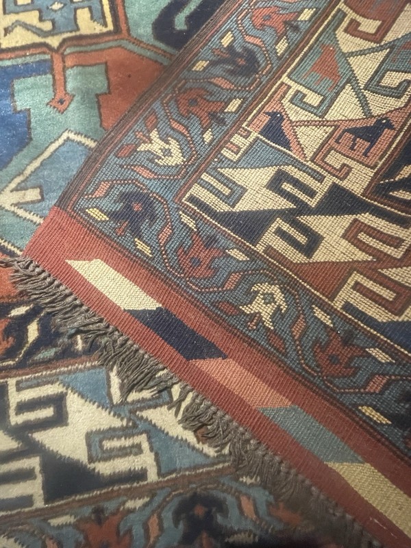 Stunning Solid Field Cloud Band Kazak Caucasian Karabagh Dragon Motif Border gallery
