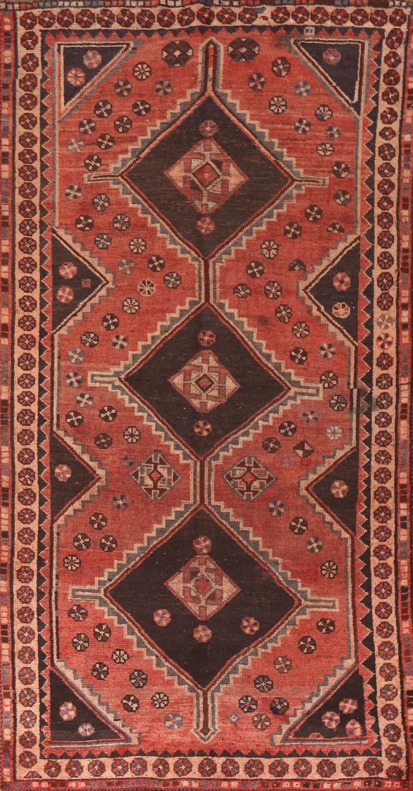 Antique Runner Rug 4x9 ft.Geometric Lori Oriental Hand-Knotted Hallway Wool Rug gallery