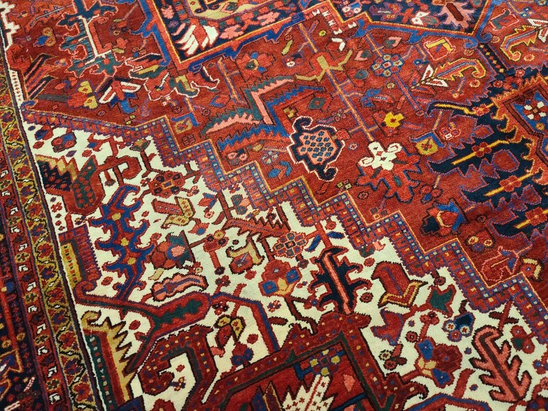 Antique handwoven authentic traditional herize design size 11'3"x15'7"cir1930s gallery