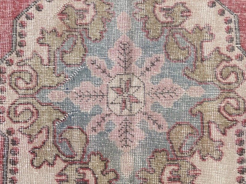 Red rug, Turkish rug, Vintage Area rug, Handmade rug, Wool rug, 3.9 x 6.8 ft gallery