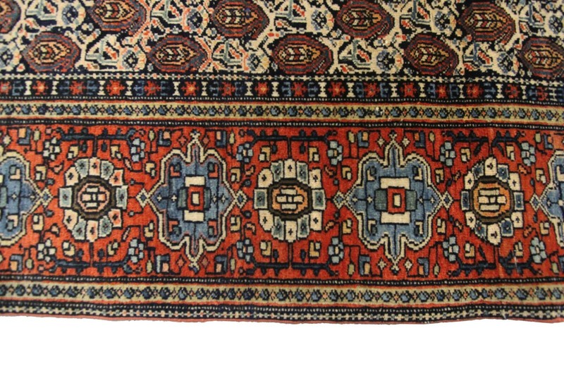 4x6 Rare Antique Fine Geometric Handmade Rug Navy Blue 130cm x 188cm c.1880 gallery