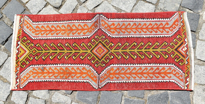 Fabulous Antique Sumac Kilim 1'4 X 3'1 ft Anatolian Dagger Model Sumac Kilim gallery