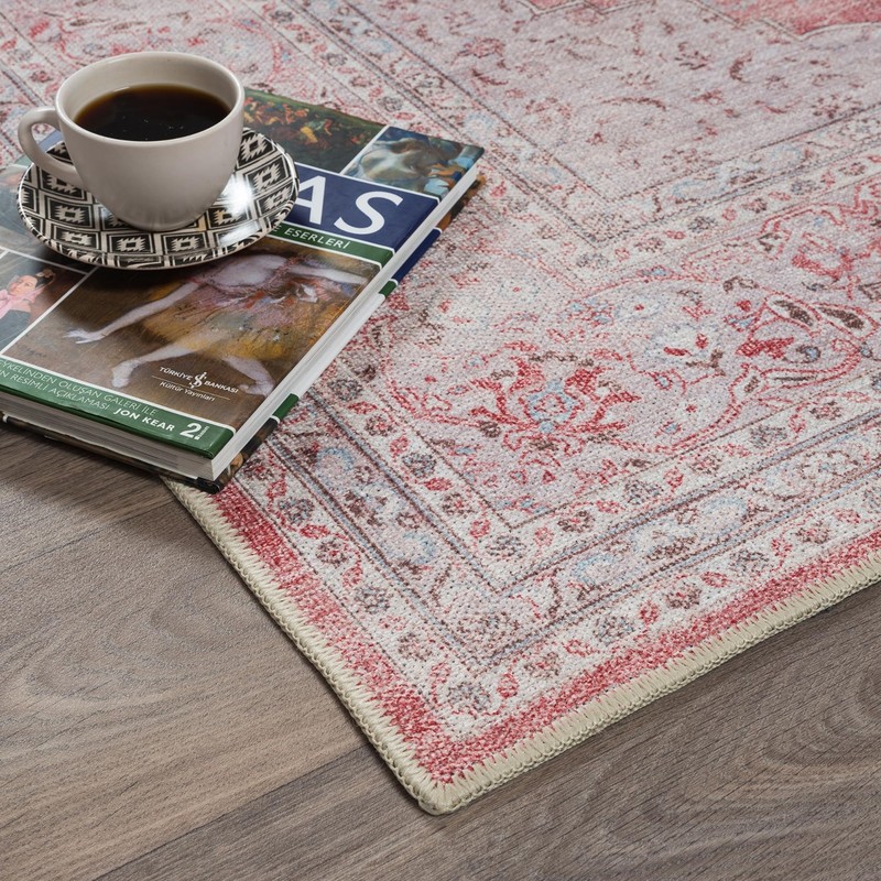 Oversized Vintage Turkish Area Rug 10x13 - Washable, Foldable, Antique Style for gallery